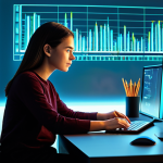 A focused young adult, gender-neutral, sitting calmly at a modern desk. They are wearing a comfortable, modest, professional-casual outfit, fully clothed, appropriate attire. Their gaze is fixed on a softly glowing, abstract holographic display that projects subtle, intricate patterns resembling energy flows or statistical graphs. A contemplative expression hints at strategic planning and anticipation. The environment is a sleek, minimalist study room with warm ambient lighting and a clean background, suggesting an organized mind. High-quality professional illustration, conceptual art style, detailed, cinematic lighting, vibrant colors, safe for work, appropriate content, family-friendly, perfect anatomy, correct proportions, natural pose, well-formed hands, proper finger count, natural body proportions.