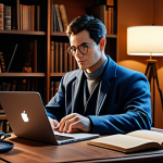 원신 팬 픽션 창작 가이드 - Author at Work**

"A writer in a cozy study, laptop open with Genshin Impact concept art visible on ...