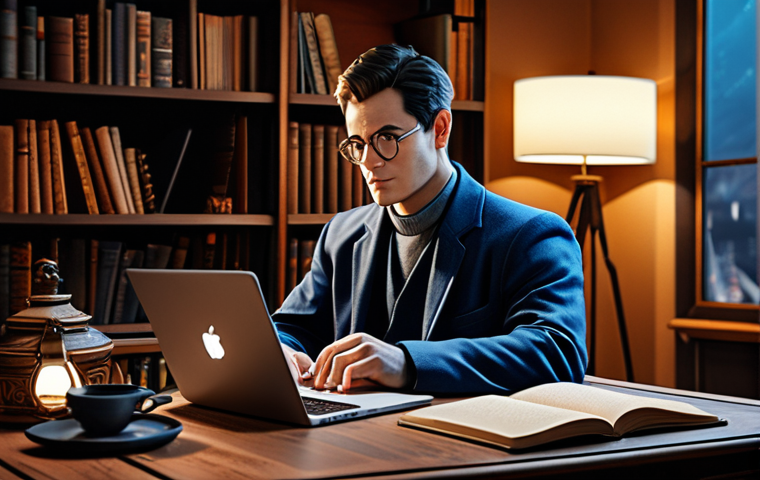 원신 팬 픽션 창작 가이드 - Author at Work**

"A writer in a cozy study, laptop open with Genshin Impact concept art visible on ...