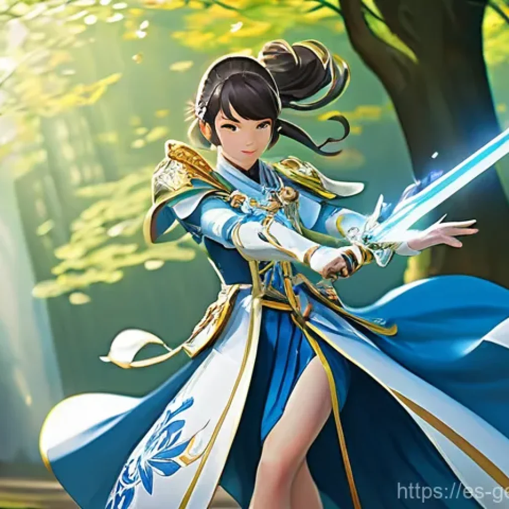 원신 전투 애니메이션 해부 - **Light Swordsman - Graceful Elemental Dance:**
An anime-style female character, similar to a ni...
