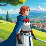 Home 9 원신 초보 유저 게임플레이 - **Prompt:** A vibrant, anime-style illustration of the female Traveler (Lumine) standing confidently...