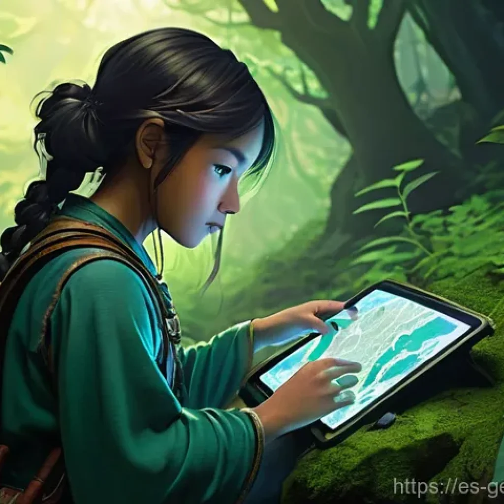 원신 탐험 지도 공유 - **Prompt 1: Focused Exploration with Interactive Map**
    "A determined young female adventurer, st...