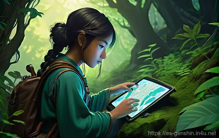 원신 탐험 지도 공유 - **Prompt 1: Focused Exploration with Interactive Map**
"A determined young female adventurer, st...